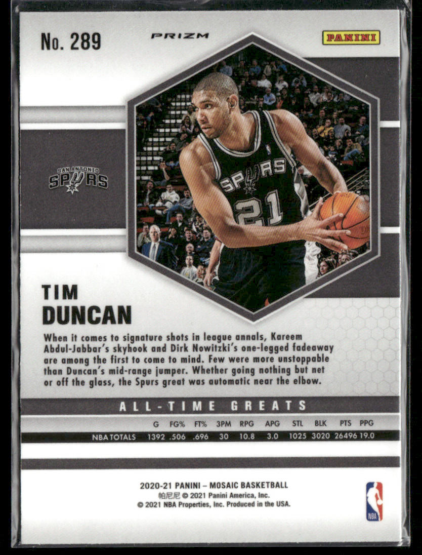 2020-21 Panini Mosaic Tim Duncan #289 Red Wave