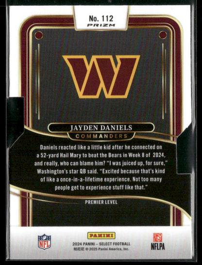 2024 Panini Select Jayden Daniels #112 Silver Prizm Die-Cut RC Rookie