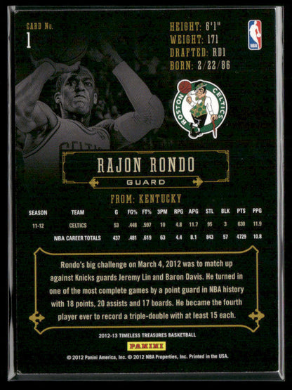 2012-13 Timeless Treasures Rajon Rondo #1