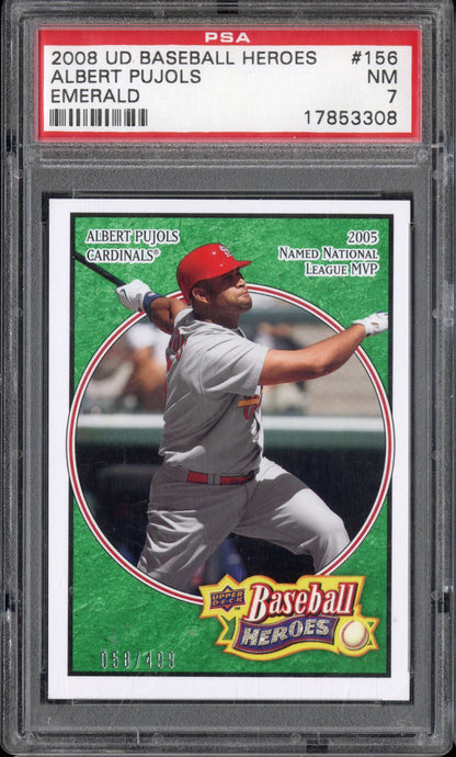 2008 Upper Deck Baseball Heroes Albert Pujols #156 Emerald PSA 7