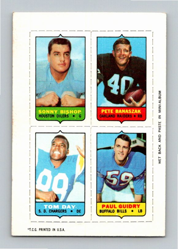 1969 Topps Tom Day Paul Guidry Pete Banaszak Sonny Bishop Four-in-One Singles