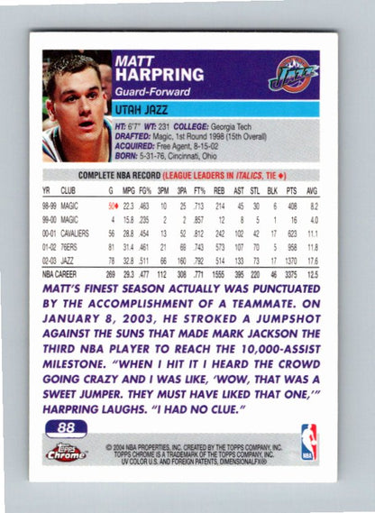 2003 Topps Chrome Matt Harpring #88