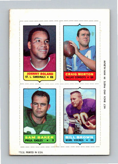 1969 Topps Four-in-One Singles Craig Morton Bill Brown Johnny Roland Sam Baker