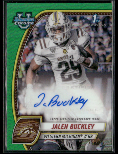 2024 Bowman Chrome University Jalen Buckley #PA-JBU Green Autograph /99