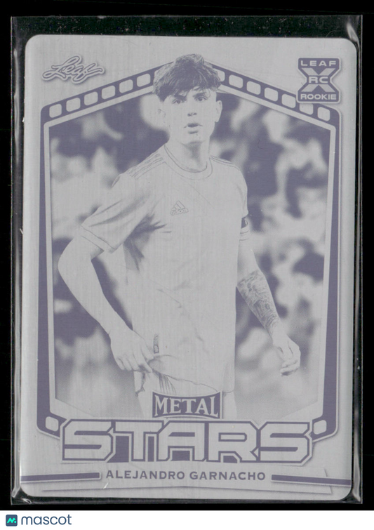 2022 Leaf Metal Soccer Stars Alejandro Garnacho Black 1/1 Printing Plate RC