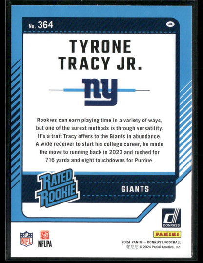 2024 Donruss Tyrone Tracy Jr. #364 Rated Rookie