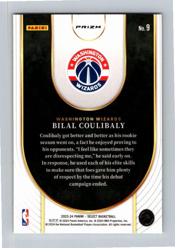 2023 Panini Select Bilal Coulibaly #9 Green Prizm Rookie