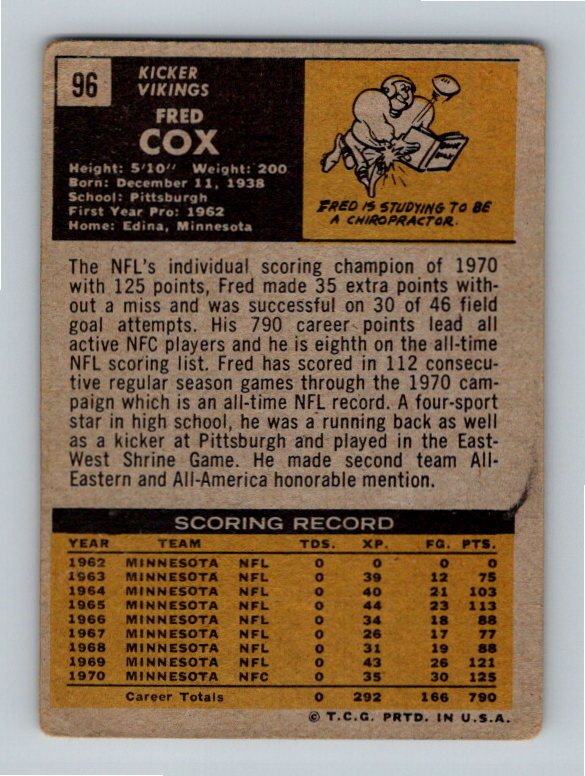 1971 Topps Fred Cox #96