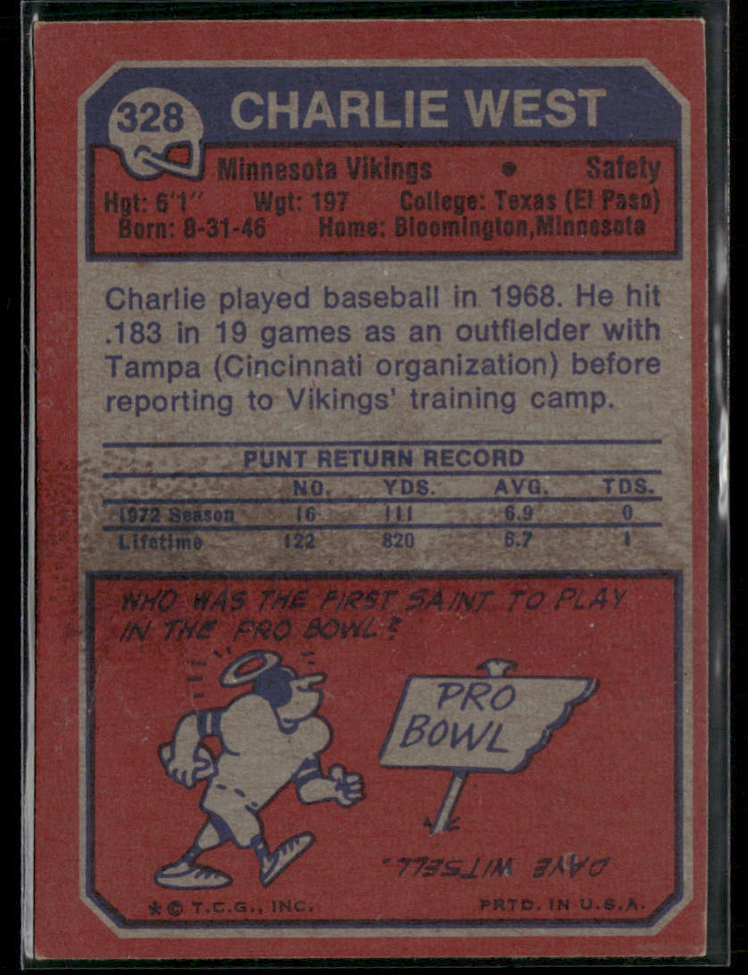 1973 Topps Charlie West #328