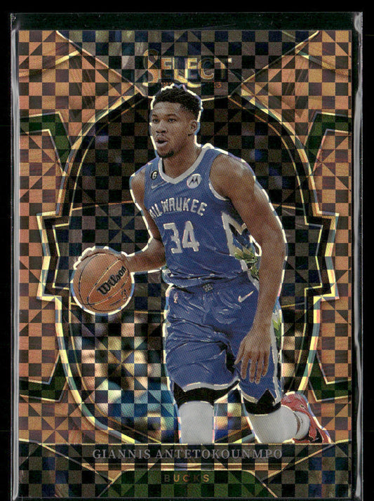 2022-23 Panini Select Giannis Antetokounmpo #61 Checker Bronze Prizm /49