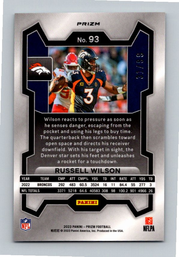 2023 Panini Prizm Russell Wilson #93 Ice /99