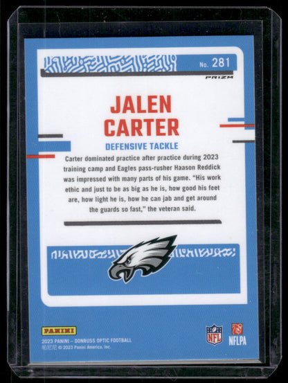 2023 Panini Optic Jalen Carter #281 Holo Prizm Rated Rookie