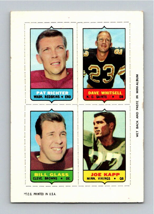 1969 Topps Dave Whitsell Bill Glass Pat Richter Joe Kapp Four-in-One Singles