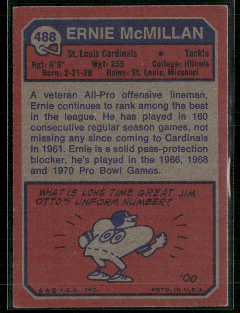 1973 Topps Ernie McMillan #488