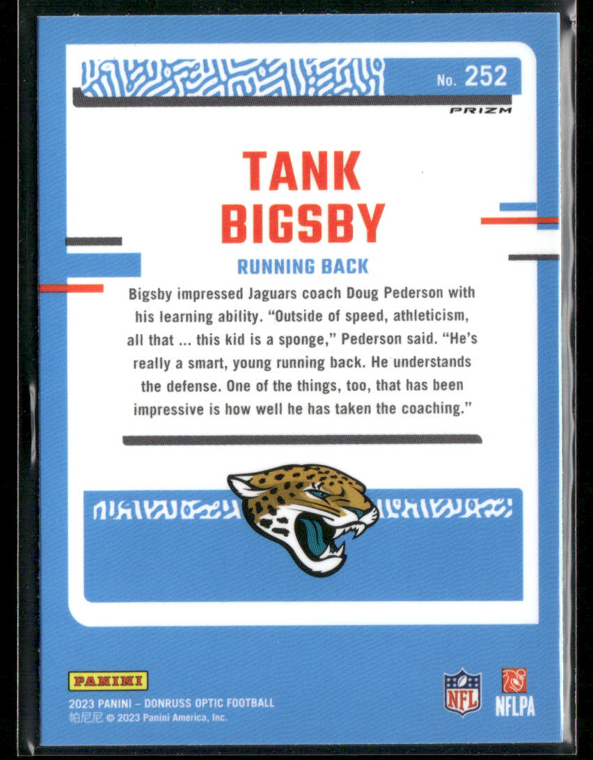 2023 Panini Donruss Optic Football Tank Bigsby #252 Purple Shock Rated Rookie