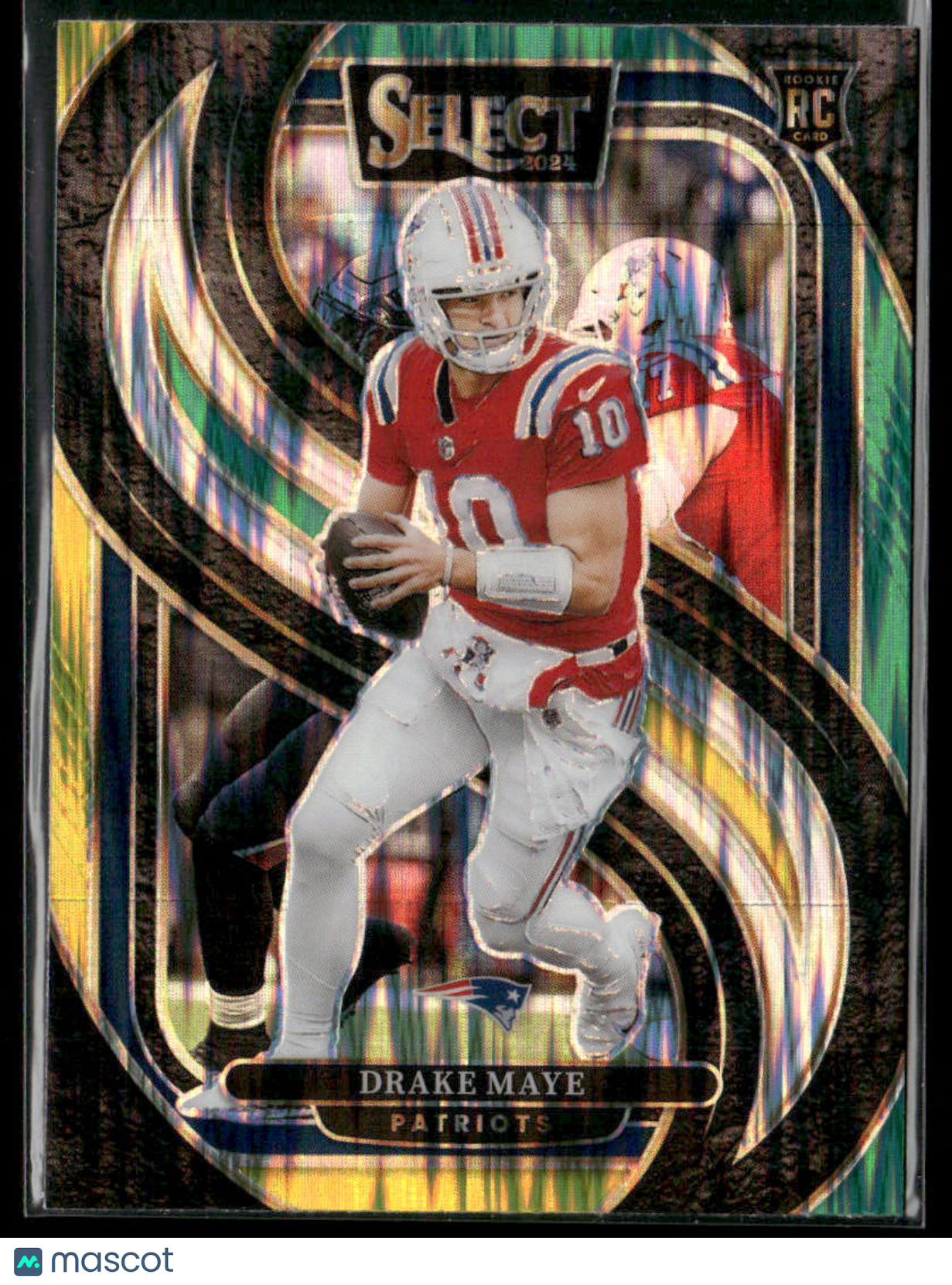 2024 Panini Select Drake Maye #113 Green And Yellow Shock Prizm RC Rookie