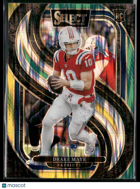 2024 Panini Select Drake Maye #113 Green And Yellow Shock Prizm RC Rookie