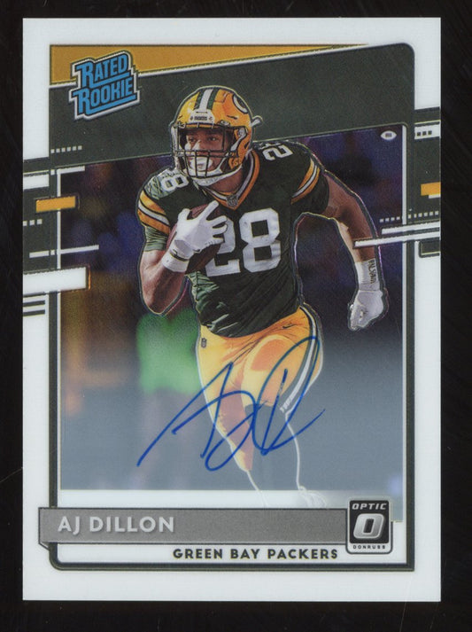 2020 Panini Donruss Optic AJ Dillon #153 Rated Rookies Autographs 140/150