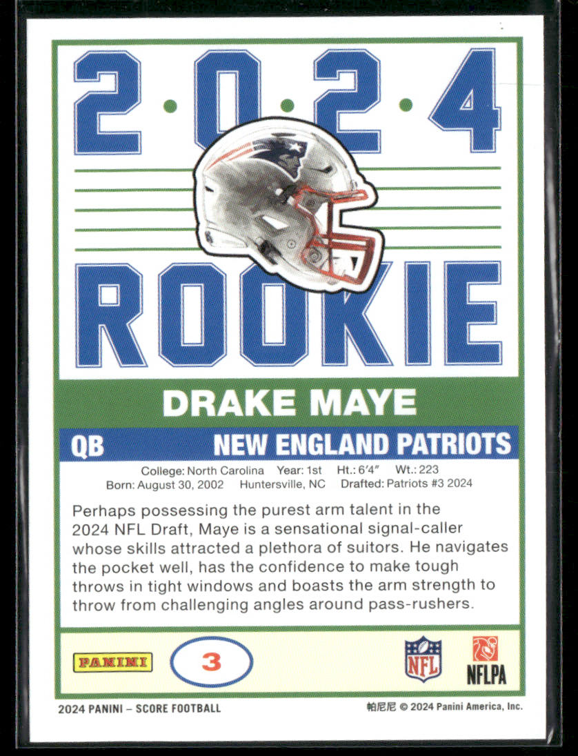 2024 Panini Drake Maye #3 Rookie