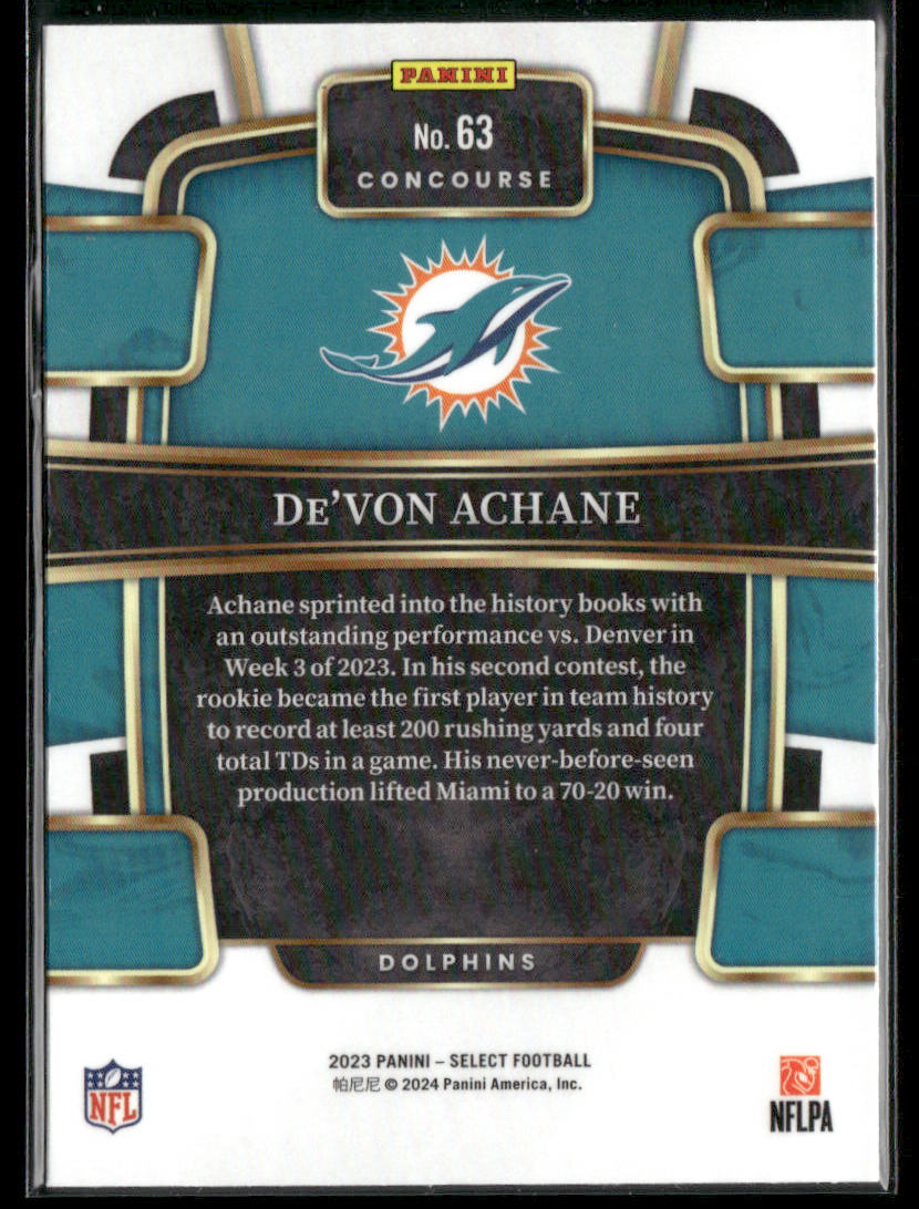 2023 Panini Select De'Von Achane #63 RC