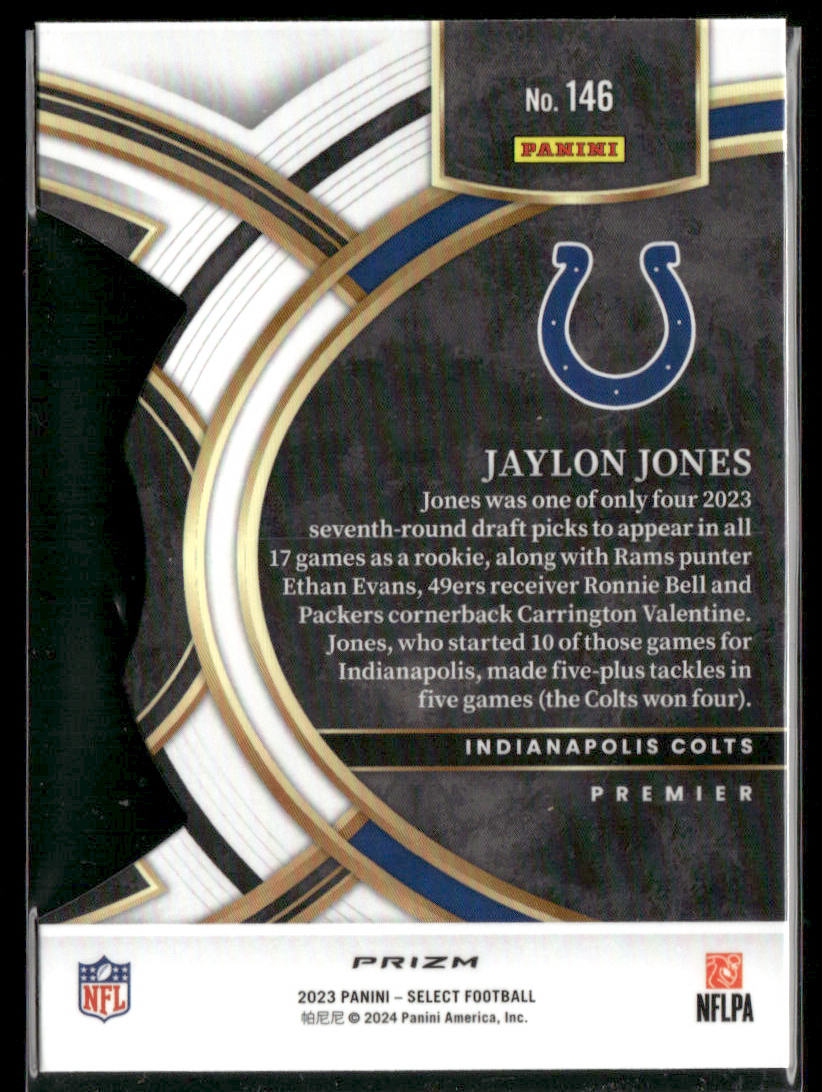 2023 Panini Select Jaylon Jones #146 Silver Prizm RC