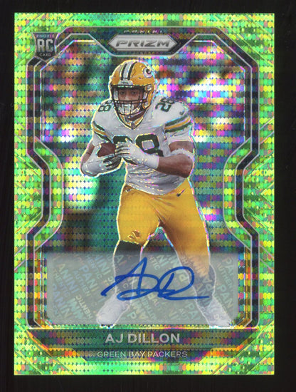 2020 Panini Prizm AJ Dillon #364 Neon green pulsar