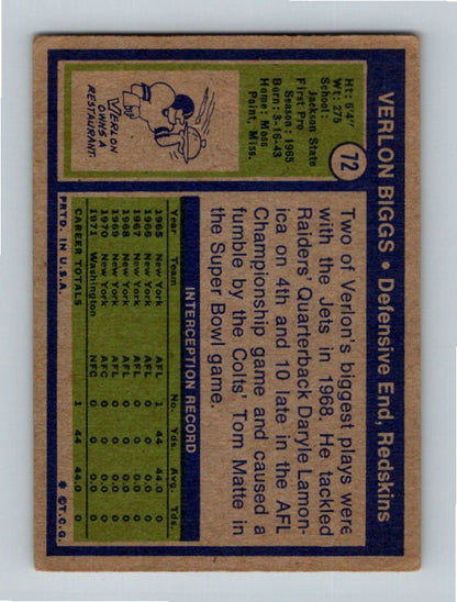 1972 Topps Verlon Biggs #72