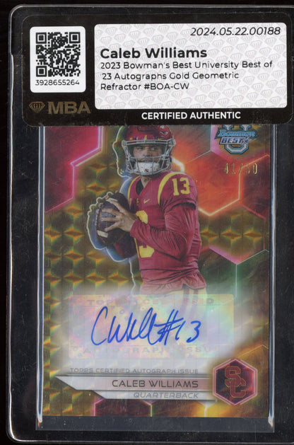 2023 Bowman's Best Caleb Williams Best of 23 Autographs Gold Geometric RC 41/50