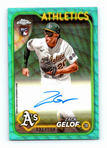 2024 Topps Chrome Zack Gelof #229 Aqua Rookie /199 Autographed