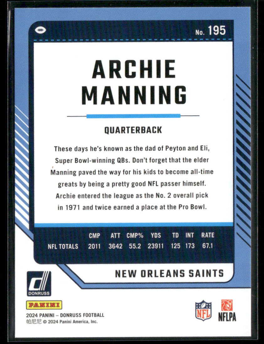 2024 Donruss Archie Manning #195 Green Press Proof