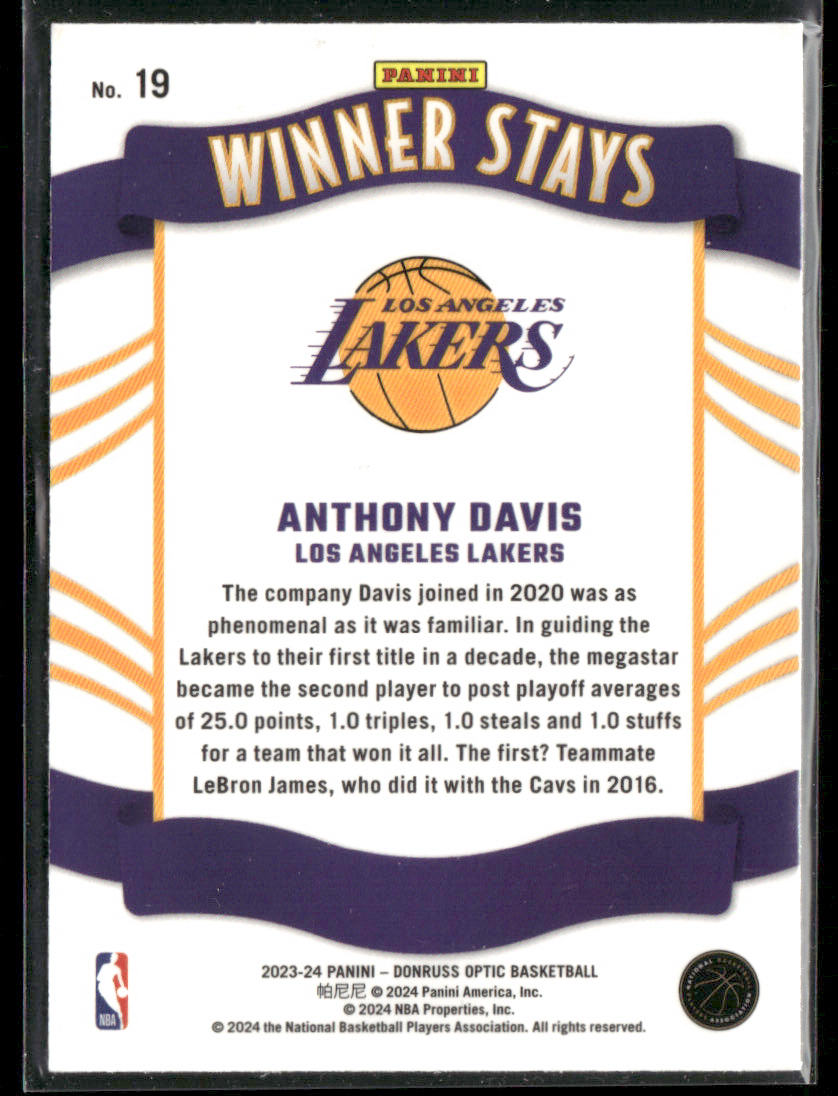 2023-24 Panini Donruss Optic Anthony Davis #19 Winner Stays