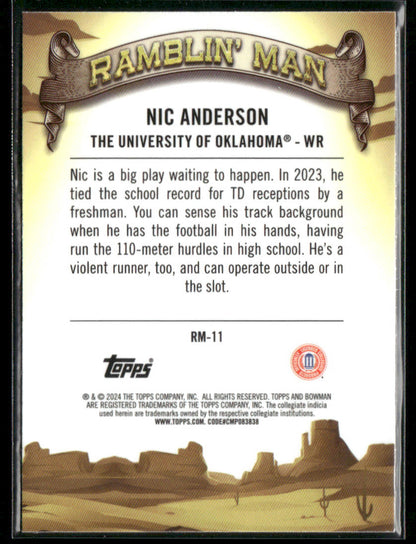 2024 Bowman Chrome University Nic Anderson #RM-11 #4