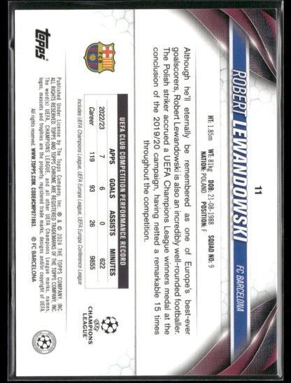 2024 Topps Chrome UEFA UCC Robert Lewandowski #11 Hero Variation