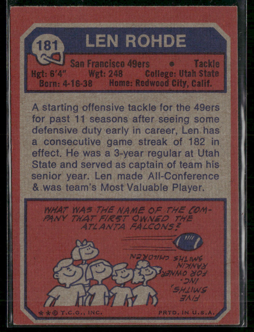 1973 Topps Len Rohde #181