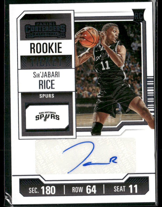 2023-24 Panini Contenders Sir'Jabari Rice # 164 Autograph Rookie