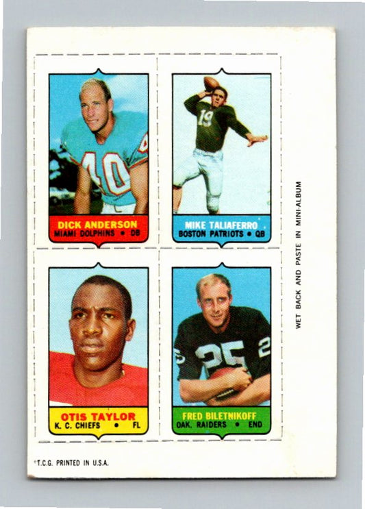 1969 Topps Anderson Biletnikoff Taliaferro Taylor Four-in-One