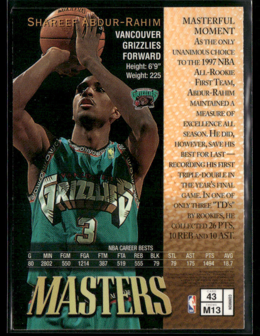 1997-98 Topps Finest Shareef Abdur-Rahim #M13 Masters