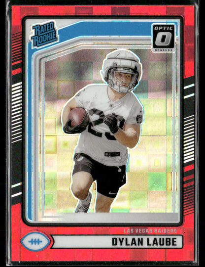 2024 Panini Donruss Football Dylan Laube #372 Red Pandora Rated Rookie