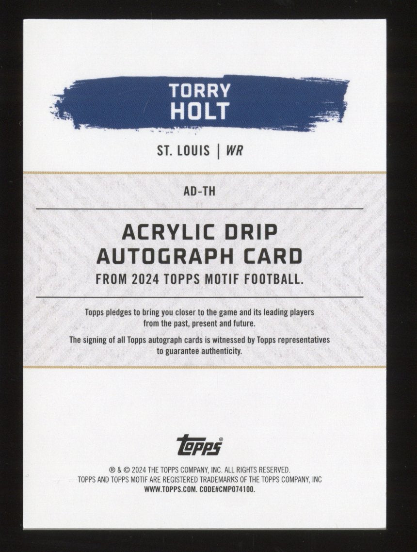 2024 Topps Motif Football Torry Holt #AD-TH Acrylic Drip Autograph 13/25