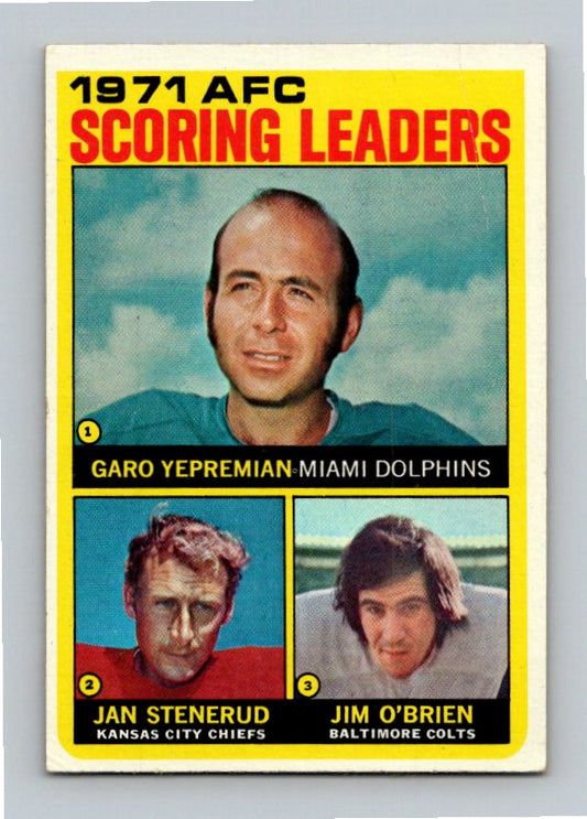 1972 Topps Jan Stenerud Garo Yepremian Jim O'Brien #7