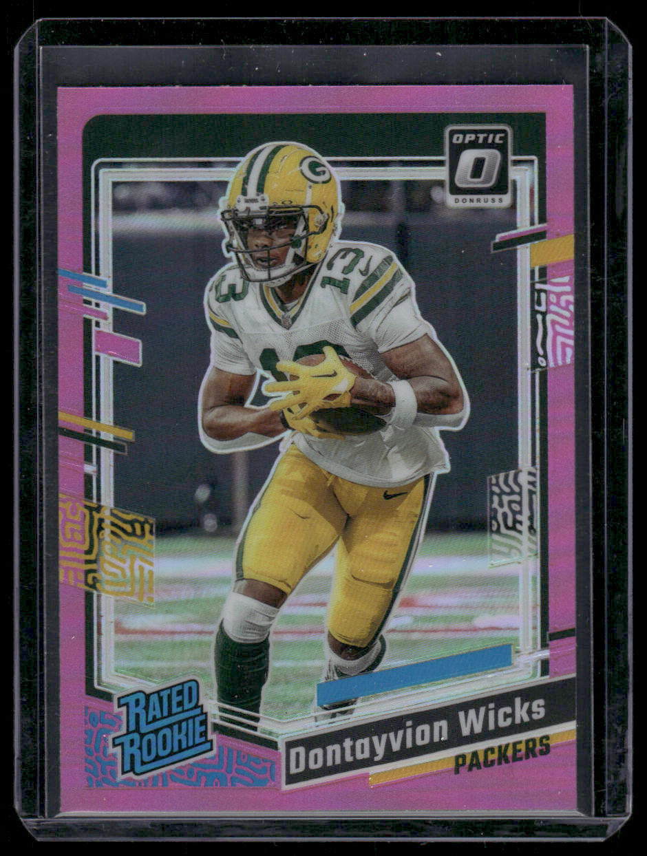 2023 Panini Donruss Optic Dontayvion Wicks #249 Pink Prizm Rated Rookie