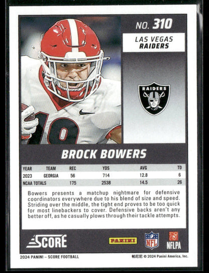 2024 Panini Score Brock Bowers #310 Rookie