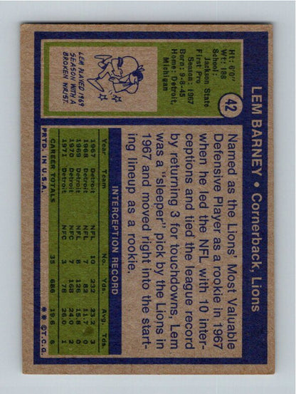 1972 Topps Lem Barney #42