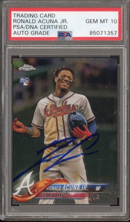 2018 Topps Chrome Update Ronald Acuna Jr. Rookie Auto PSA/DNA Auto Grade 10