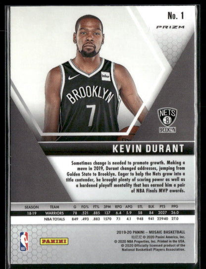 2019 Panini Mosaic Kevin Durant #1 Genesis Short Print