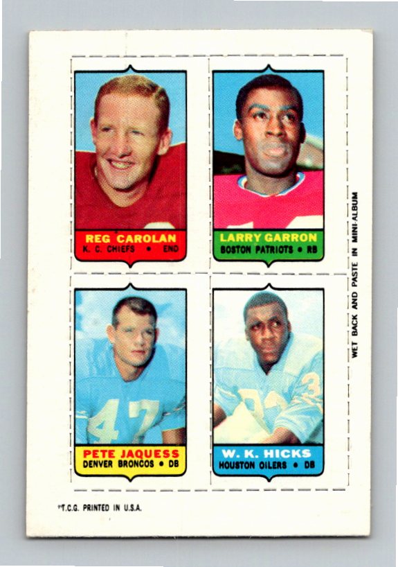 1969 Topps W.K. Hicks Pete Jacques Reg Carolan Larry Garron Four-in-One