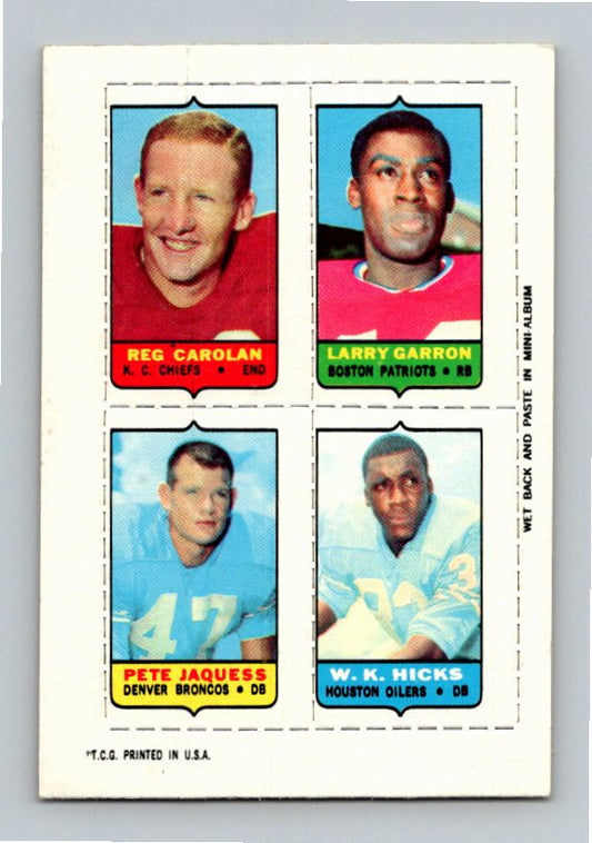 1969 Topps W.K. Hicks Pete Jacques Reg Carolan Larry Garron Four-in-One