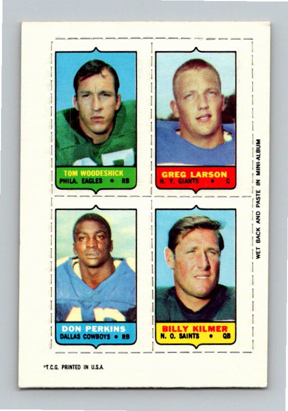 1969 Topps Woodeshick reg Larson Perkins Kilmer Four-in-One Singles