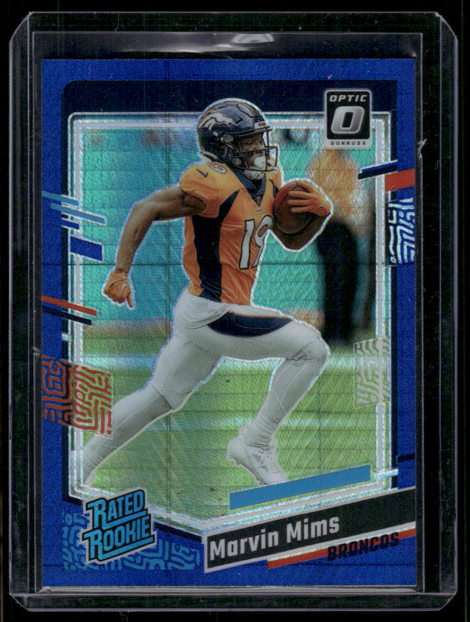 2023 Panini Donruss Optic Marvin Mims #231 Blue Hyper Prizm Rated Rookie