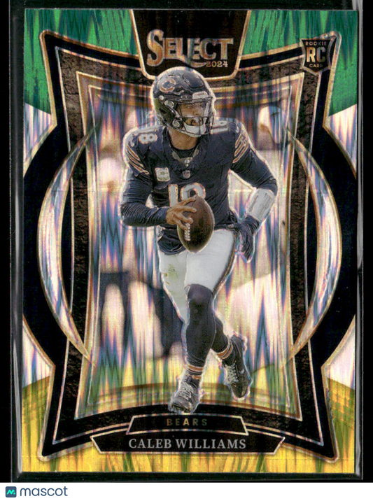 2024 Panini Select Caleb Williams #25 Green And Yellow Shock Prizm RC Rookie